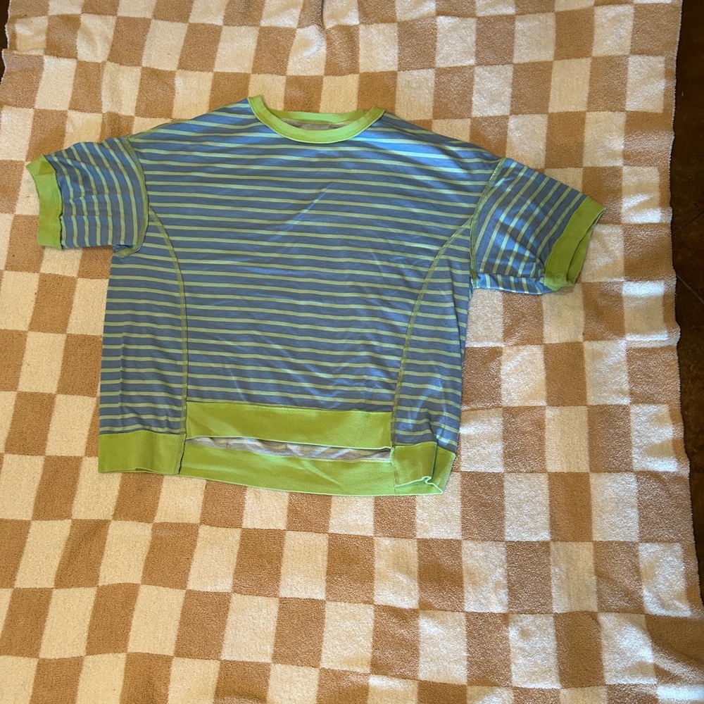 Striped Blue and Green Oversized Shirt
